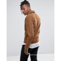 Pull Bear Faux Suede Biker Jacket in Tan